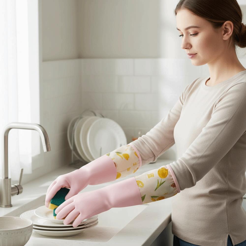Thick Velvet Washing Gloves Waterproof Dish Washing Gloves Cleaning Gloves  Bowl Cleaning