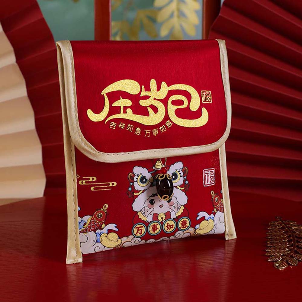 Polyester Children's Money Bag Embroidered Lucky Money Packet God of Wealth Red Pocket Kids Gift