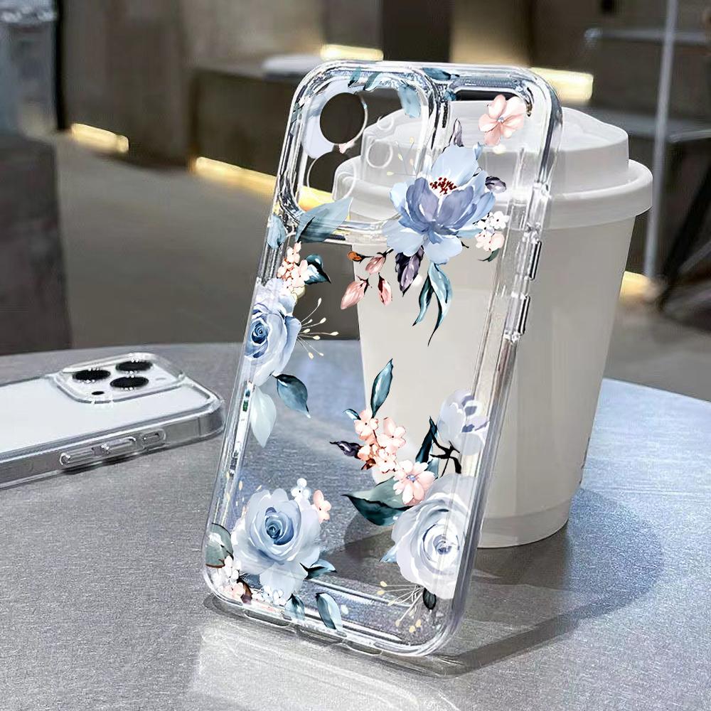 Flower Phone Case For Samsung S25 Ultra Funda Galaxy S24 S23 FE S22 S21 S20 FE S10 Plus Silicone Transparent Covers Carcasa