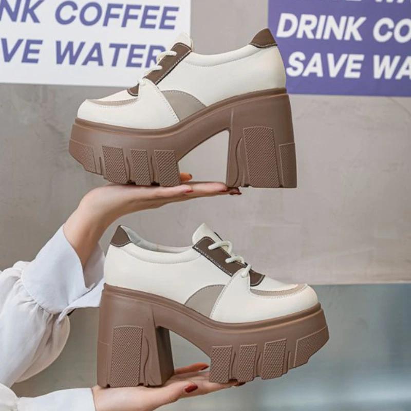 Fujin 11cm Genuine Leather Women High Brand Casual Ankle Knee High Boots Platform Wedge Pumps Heels White Shoes ZIP Shoes