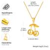 Gold Plated Cherry Pendant Necklace for Women, Cute Fruits Pendant Necklace, Stainless Steel Nickel-free