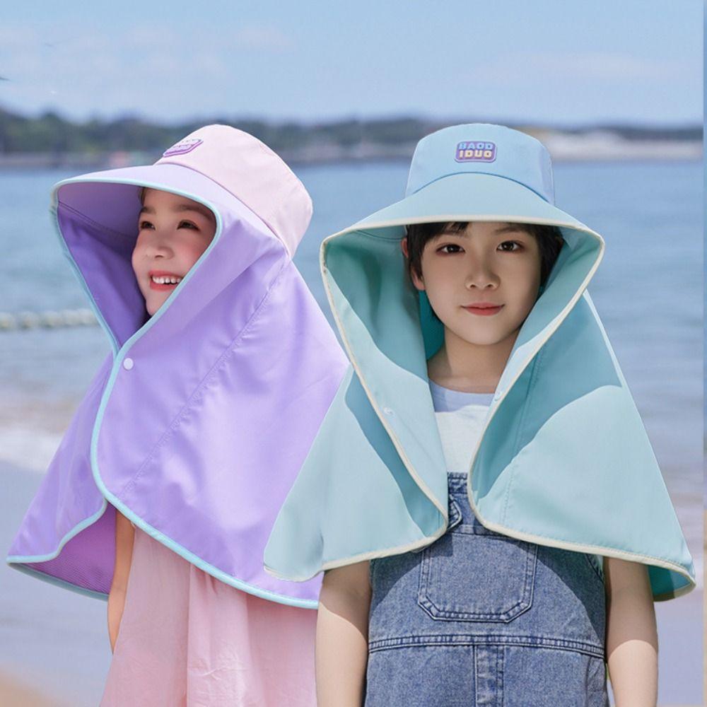 Big Brim Baby Fisherman Hat Sun Protection Extended Shawl Sunscreen Hat Bucket Cap Neck Cover Children Beach Cap Outdoor
