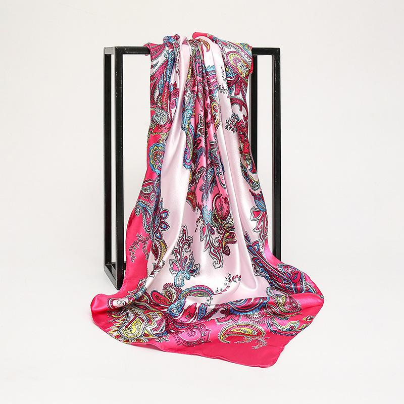 Spring and Autumn Women's Cashew Print Square Scarf Fashion Commuting Versatile Headscarf Stained Rose Square Scarf