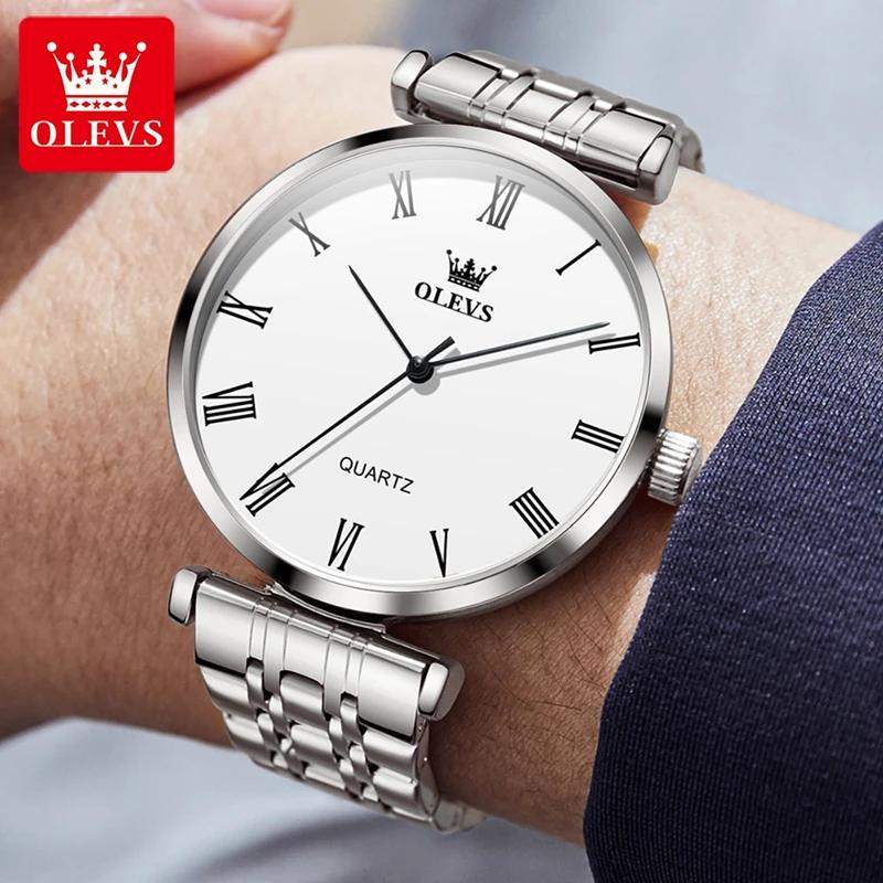 OLEVS Мужские часы, модные и простые, золотые, водонепроницаемые, кварцевые часы из нержавеющей стали, роскошные брендовые деловые мужские часы