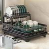 2-Tier Dish Drying Rack Large Capacity Kitchen Plates Holder with Drainboard Detachable Dishes Drainer Dish Storage Organizer