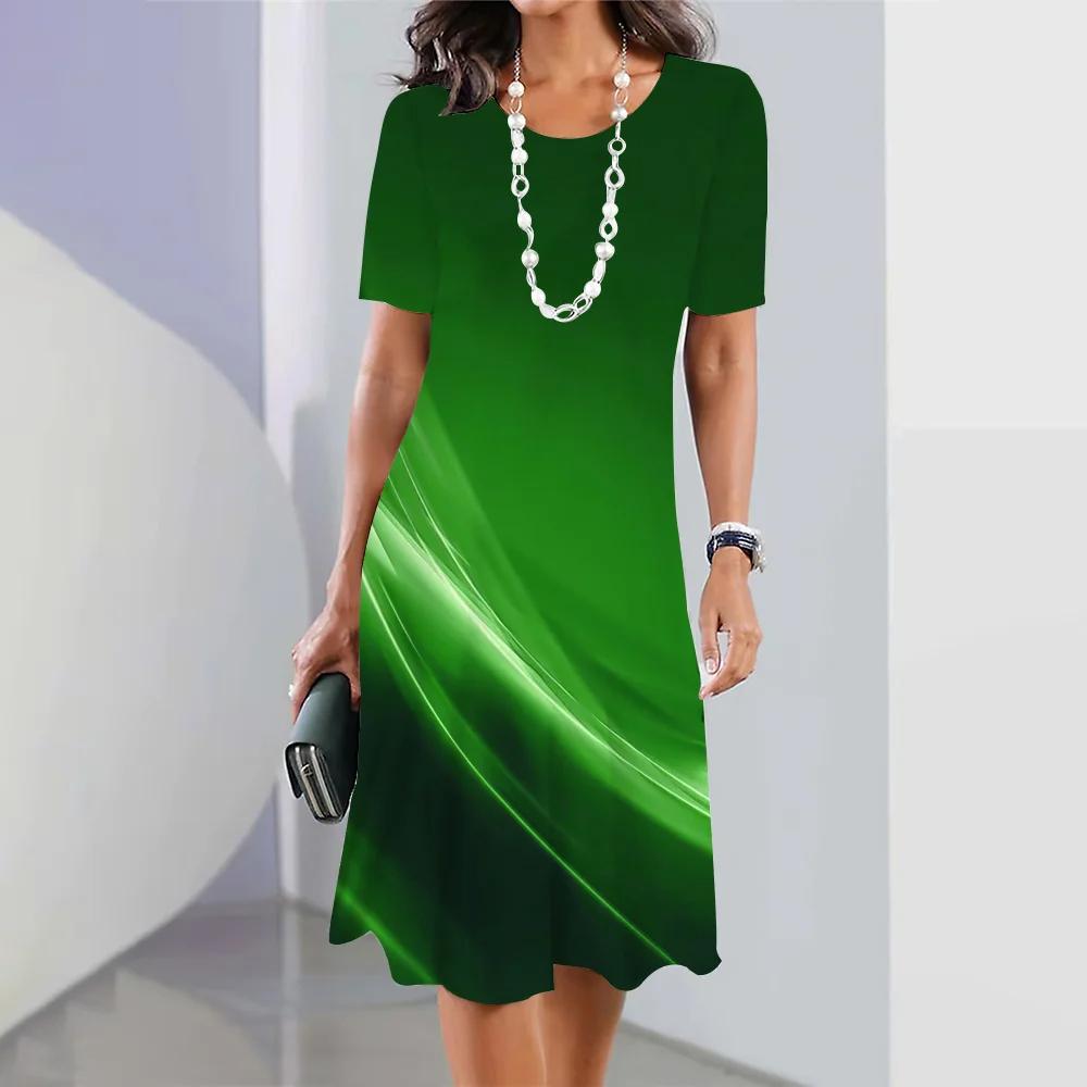 Летняя женская одежда Платья Ретро юбки А-силуэта 3D цветное блокирующее платье Вечеринка Элегантное платье с короткими рукавами Пуловер свободного покроя