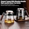 800ml Teapot Water Separation Glass Glass Teapot Wooden Handle Heat-Resistant Precise Pouring Tea