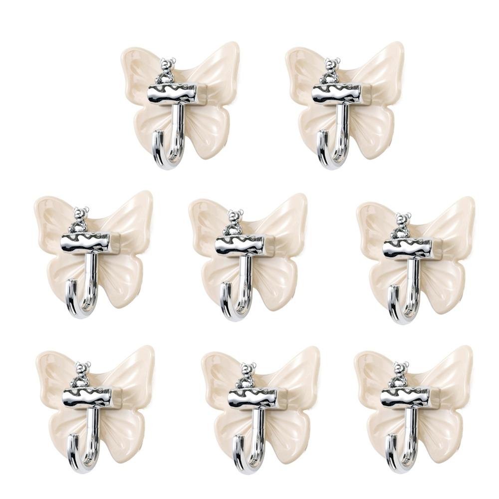 8 Pcs Plastic Butterfly Wall Hooks Self Adhesive Wall Mounted Butterfly Storage Hanger Decorative Moisture-proof Key Holder