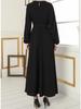 2022 Muslim Women's Solid Color Slim Tie-up Long Dress - Middle Eastern Dubai Fashion
