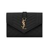 Ysl Кошелек-конверт с тиснением из кожи Monogram Mix Matelasse Маленький женский кошелек Черный 651026-BOW91-1000