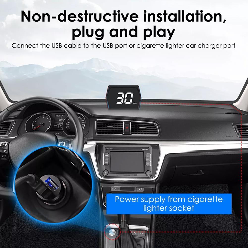 Скорость миль/ч км/ч HUD Автомобильный цифровой GPS-спидометр HD LED-дисплей Компас КМ/ч Дисплей миль/ч Сигнализация превышения скорости Спидометр Одометр