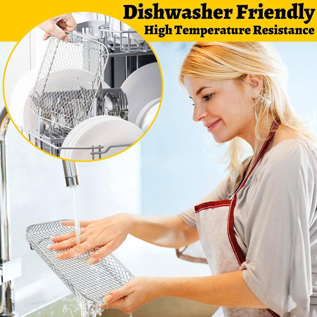 Air Fryer Rack for Ninja Dual Stainless Steel Grilling Rack Rectangle Hot Airfryer Basket Tray Accessories