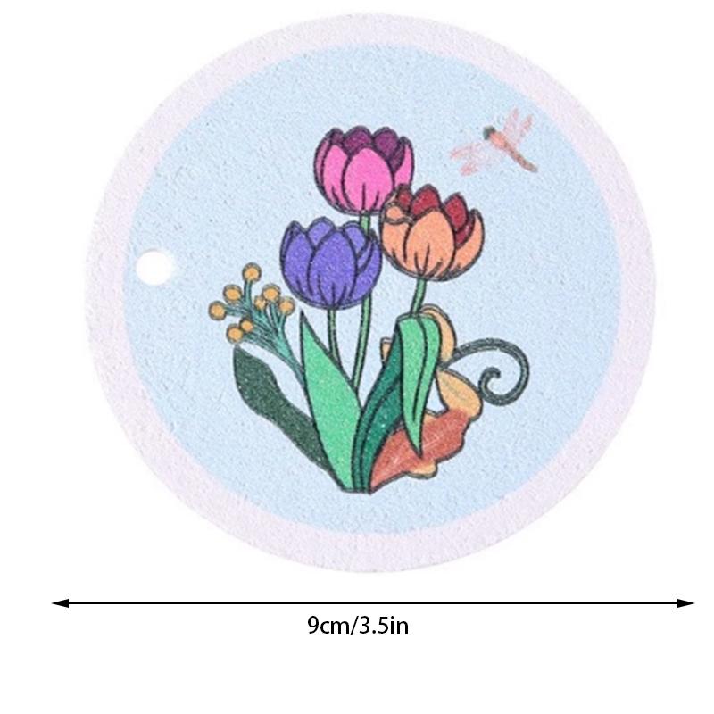 Сжатая древесная масса хлопковая тряпка кухонная чистка мытье посуды губка швабра круглая цветы принт губка толщина 1.85 см после замачивания