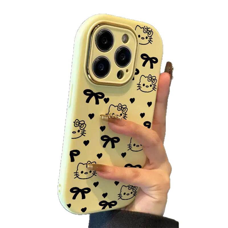 Металлический чехол для телефона с бантом и котенком для iPhone 13-17 Pro Max