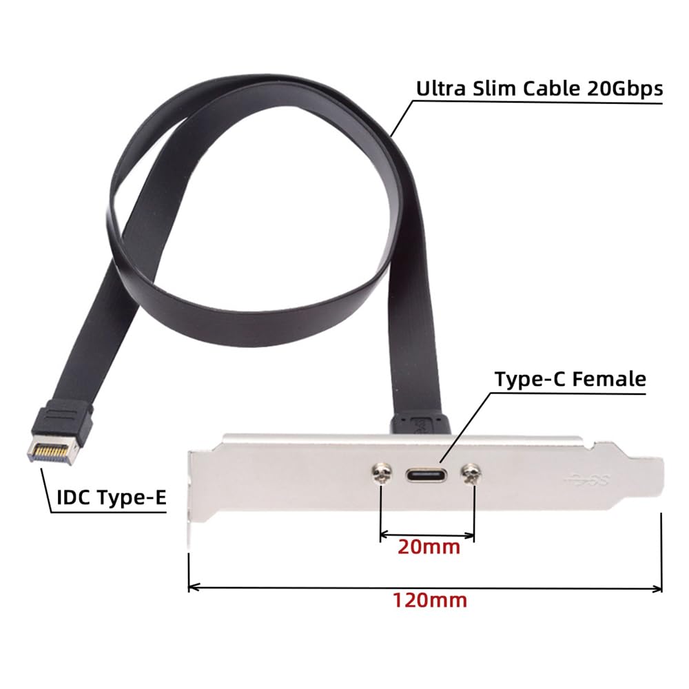 Кабельcc 20 Гбит/с USB разъем передней панели IDC - гнездо удлинительный кабель с винтами для крепления на панели 3.2 20-контактный Type-E USB-C Type-C