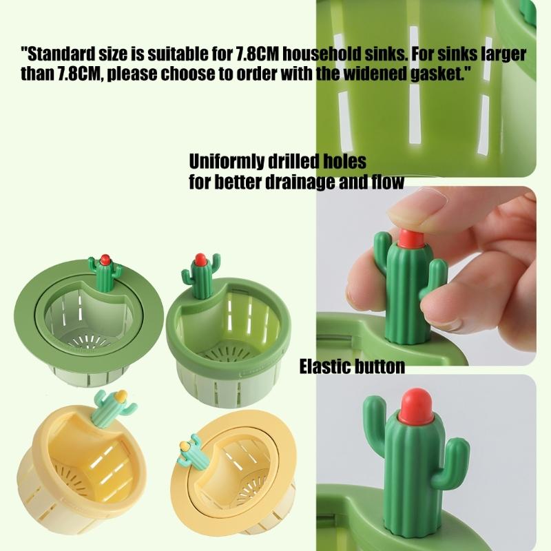2Pcs Cactus Shaped Press Release Draining Basket Food Waste Catcher Sink Draining Basket Filter Easily to Clean