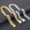 22/60CM 24MM Cuban Chain Bracelet Necklace For Men Hip-Hop Cool Black Gold Color Stainless Steel Necklaces Jewellery Accessories