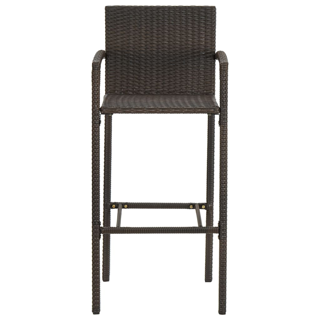 5 Piece Garden Bar Set with Armrests Poly Rattan Brown