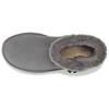 UGG MINI BAILEY BUTTON CRYSTALS Cow Split Leather Thermal Comfortable Short Snow Boots Women's Charcoal Gray 1138170-CHRC
