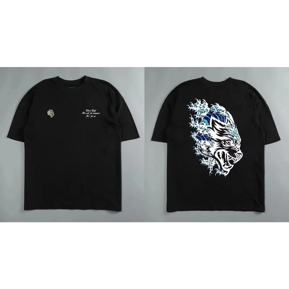 Darc Wolf Head Смешной принт Тренировка Тренажерный зал Фитнес 100% хлопок Мужская футболка с коротким рукавом Повседневная футболка Модные спортивные свободные топы Y2k