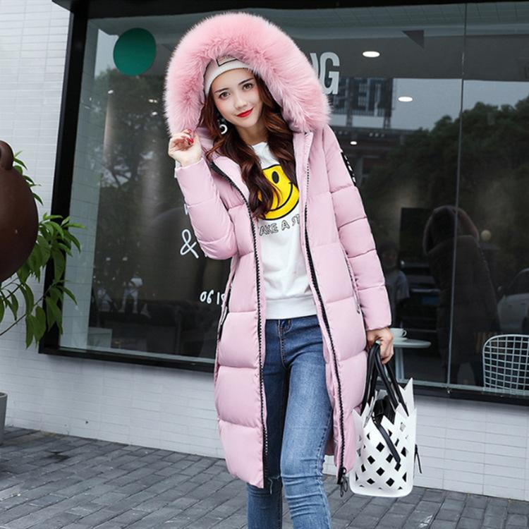 Autumn and Winter New Item, Slim Fit Cotton Jacket, Women's, Medium To Long Style, Fashionable, Big Fur Collar, Thick, Cotton Jacket for Women