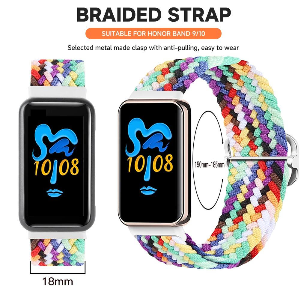 Эластичный нейлоновый ремешок Solo для браслета Honor Band 9 Женский Мужской Плетеный ремешок-петля с металлической застежкой для Honor Band 10 Correa