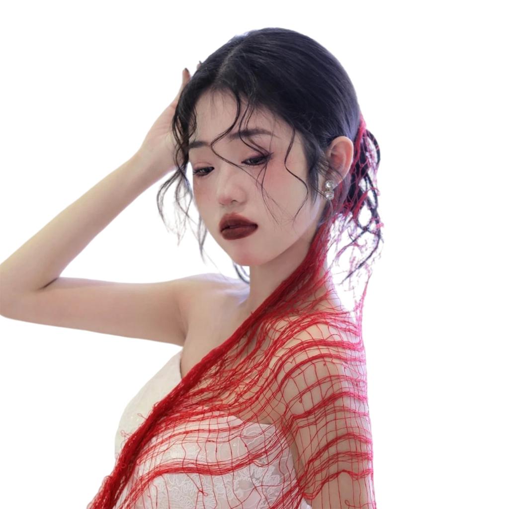 Fashionable Mesh Shawl Distressed Neck Scarf Soft and Elegant Netted Shawl Shoulder Wrap for Daily Use and Formal Event