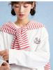 Disha Official Flag Girls' Junior and Senior High School Students 2025 New Autumn Top Dog Embroidery Long Sleeve Loose Shoulder T-shirt