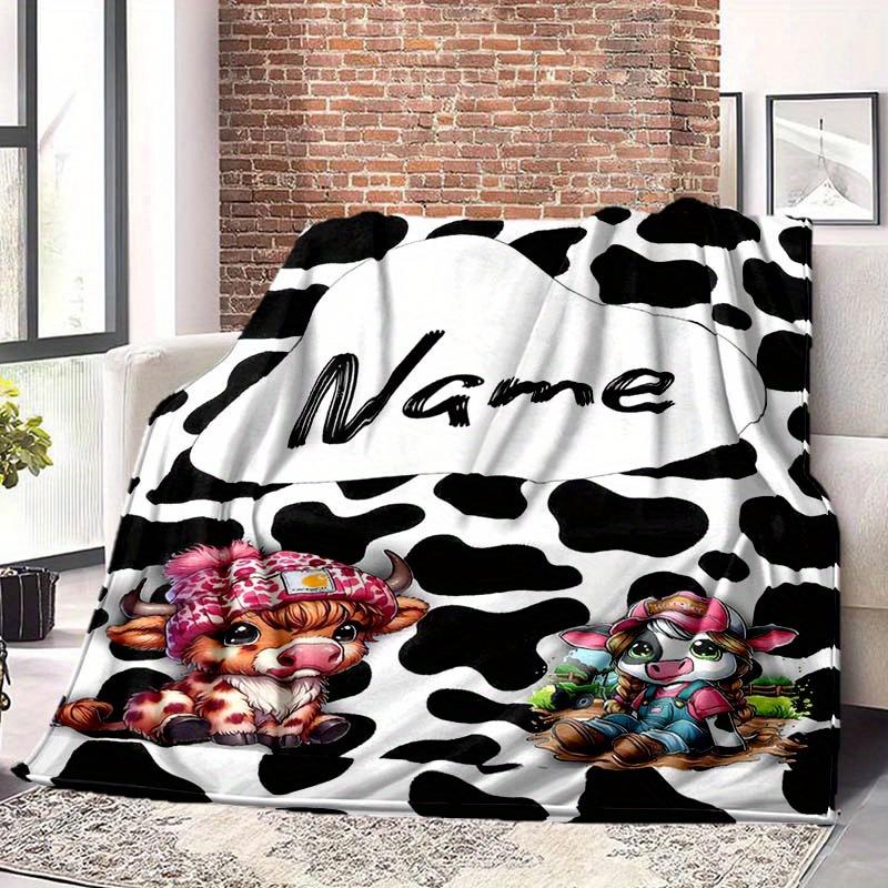 Cow Customize Your Name Blanket Warm Comfortable And Soft Blankets Are Suitable For Home Lunch Break Blanket Office Sofa Sofa Gift To Relatives And