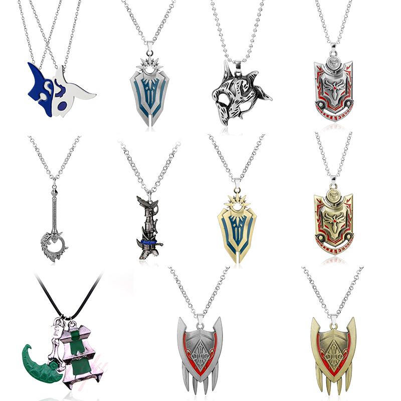 Game League Of Legend Weapon Necklace Hero League Rank Ahri Riven Yasuo Cosplay Necklace Men Chain Jewelry For Fans