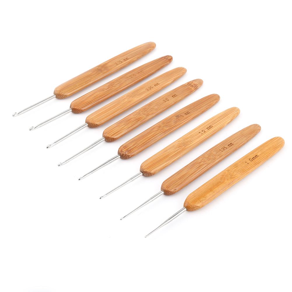 Bamboo Crochet Hooks Needles Knit Weave Craft Yarn Sewing Knitting Tools with Case