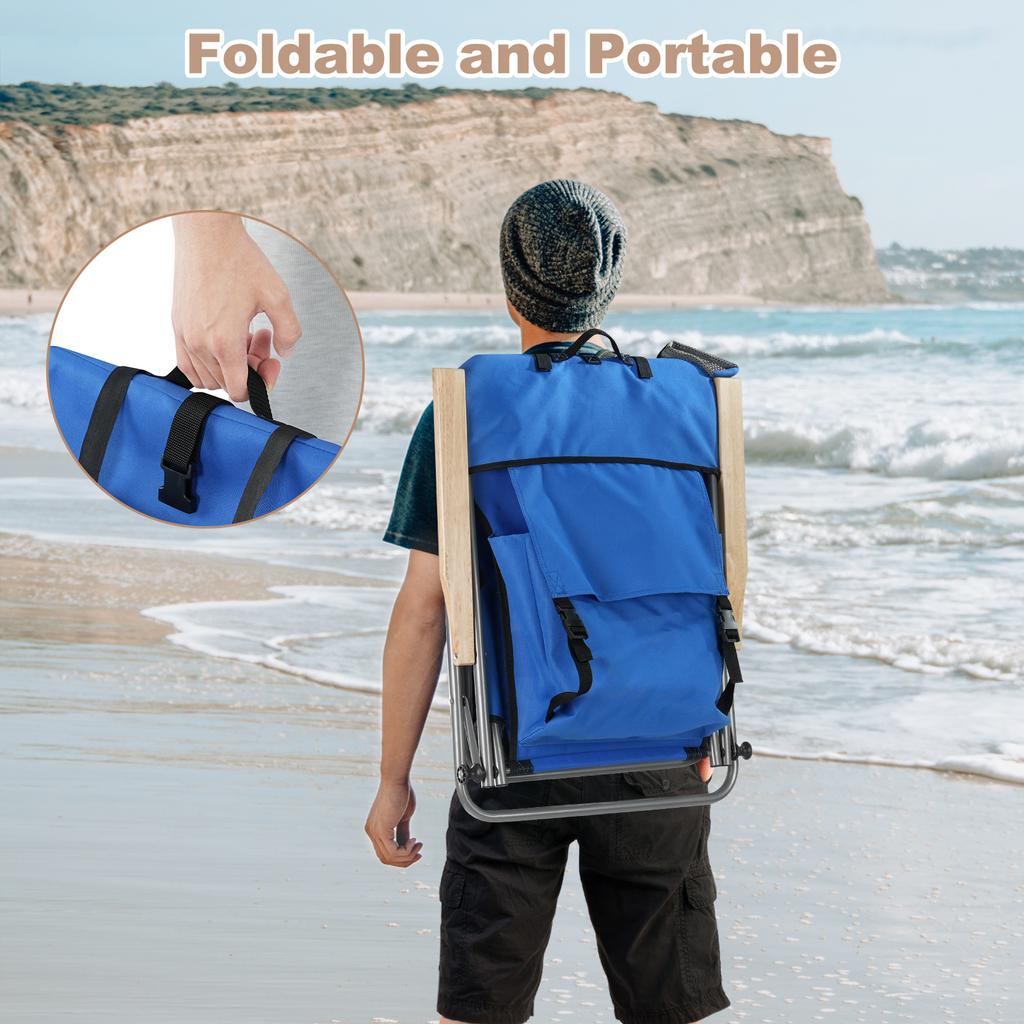 WOLTU Folding Camping Chair Lightweight Portable Beach Chair with Armchair Reclining Backrest Removable Headrest Fishing Chair