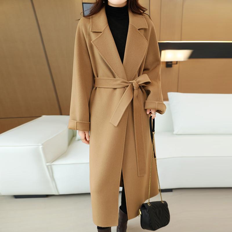 Женское пальто из 100% шерсти TIDENOVEL Осеннее шерстяное длинное пальто Ручной работы Пальто-бушлат Зимняя теплая шерстяная длинная куртка Пальто