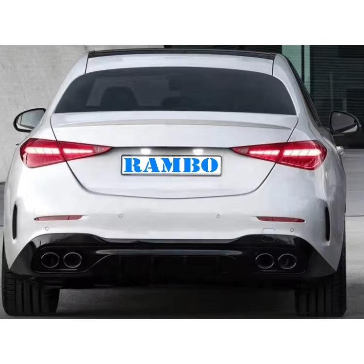 W206 C-Class Rear Diffuser with Exhaust for C43 AMG/C200