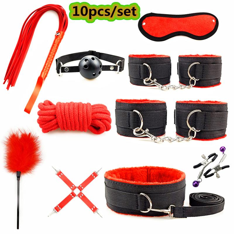 Adults Products Leather Sex Toy Kit Handcuffs Bondage Set Sex Games Bdsm Adult Toys Exotic Accessories Sex Toys for Couples