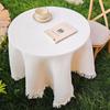 French Ins Style Japanese Pastoral White Tablecloth Coffee Table Cloth Bedside Table Retro Tassel Round Table Tablecloth