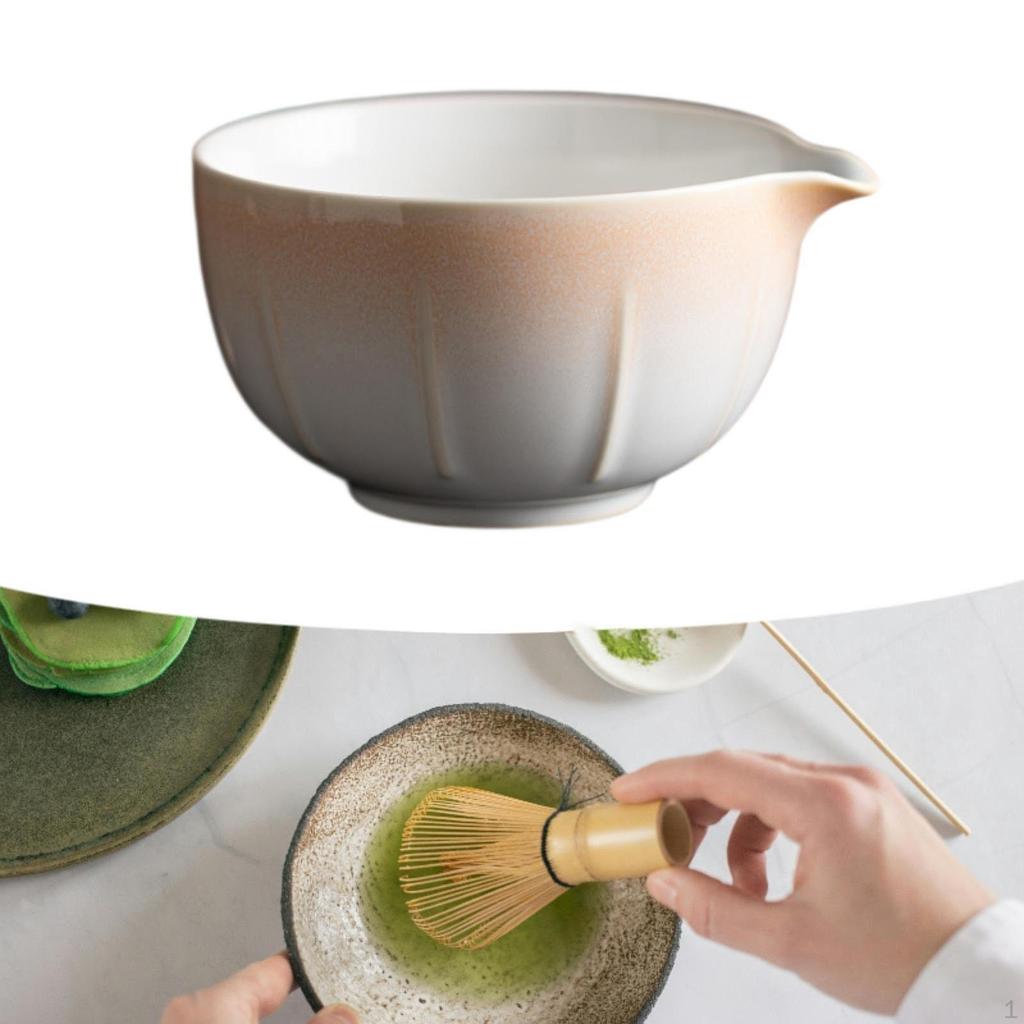 Ceramic Green Tea Bowl 500ml 14x12.6x7.2cm Lightweight for Friends Lovers Multifunctional