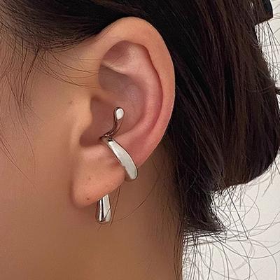 Серебристые металлические серьги-клипсы без пирсинга для женщин и девочек, модные украшения в стиле хип-хоп, подарок на вечеринку