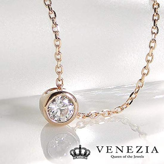 Nude Solitaire Diamond 18k Желтое Каратный Солитерный Бриллиант с Простой Оправой 18k Качество Кожи Сертификат Включен [Венеция] 0.1ct Ожерелье, Золото,