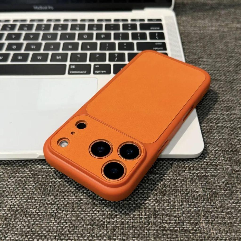 Electroplated Lambskin Leather Phone Case for Apple 13-16 Pro Max with Large Window