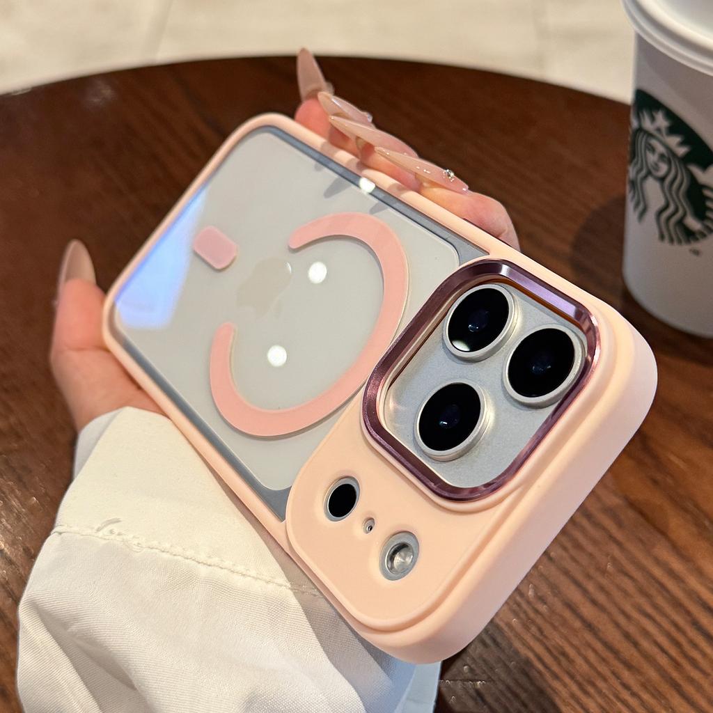 Чехол Mag Safe для iPhone Air 17Pro 17 16 15 14 Plus 13 12 Pro Max Металлическое кольцо для камеры Прозрачная магнитная крышка для беспроводной зарядки