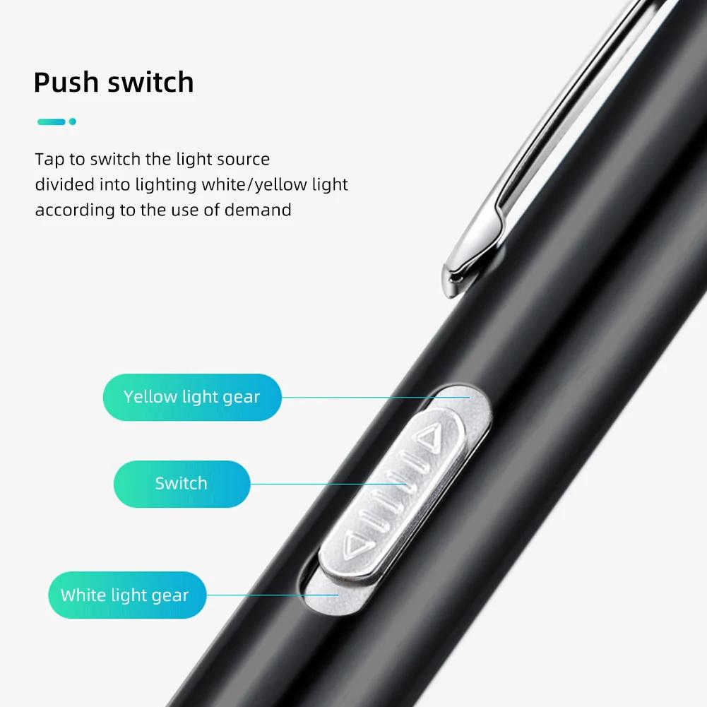 Nursing Flashlight USB Rechargeable Medical Handy Pen Light LED Torch Lamp with Stainless Steel Clip Pocket