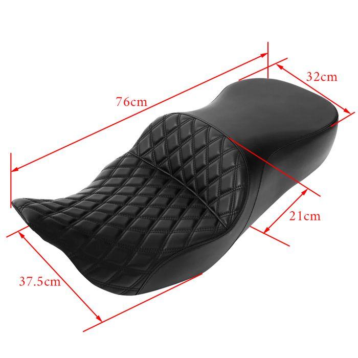 Selle biplace - Harley-Davidson Touring (2008–2025) - Similicuir hydrofuge noir/rouge - Assise profonde - Soutien dorsal