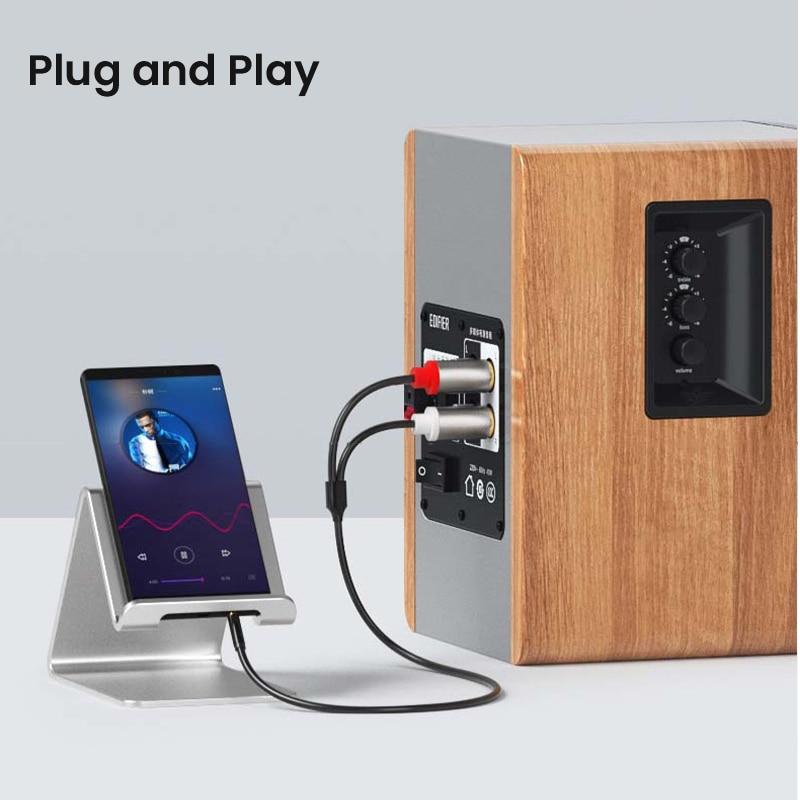 Кабель 3,5 мм на RCA 3,5 мм Aux на 2 RCA Адаптер RCA Аудиокабель 24K Позолоченный Штекер-Штекер Стерео Aux Шнур для СтереоколонкиХороший продукт