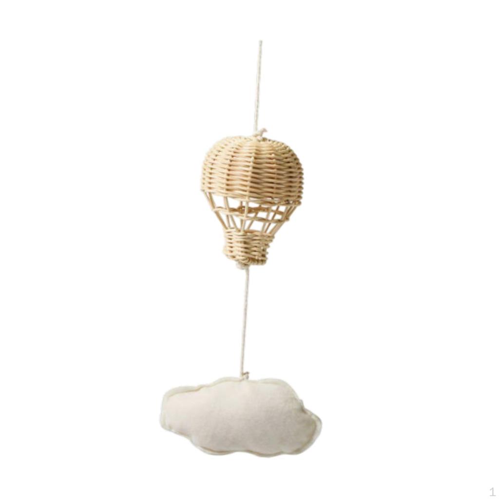 Rattan Air Balloon Baby Mobile for Crib,Decor,Hanging,Handcrafted Toy Woven Pendant Cloud