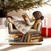 Unique Gift for Avid Readers Woman Reading Book Wooden Plaque, Just A Girl/Boys Who Loves Statue Bookish Home Office Decoration Shelf Desk,