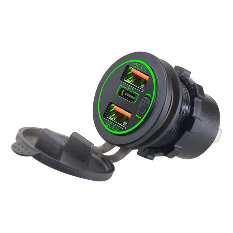 Автомобильное зарядное устройство с 3 портами USB, Quick Charge 3.0, PD, быстрая зарядка, с кнопкой включения/выключения