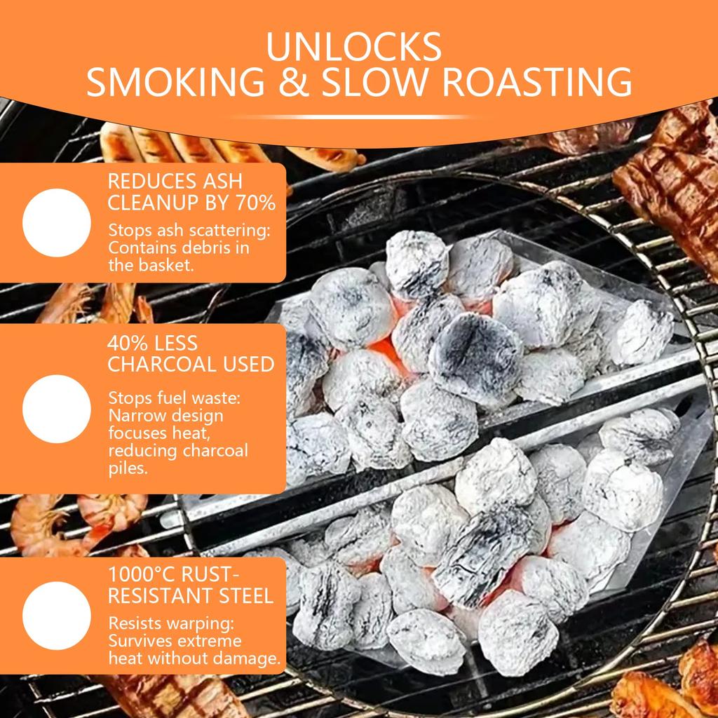 Stainless Steel Charcoal Basket - Set of 1/2pcs Grill Baskets Stainless Steel Charcoal Holder for BBQ Grilling Weber Char