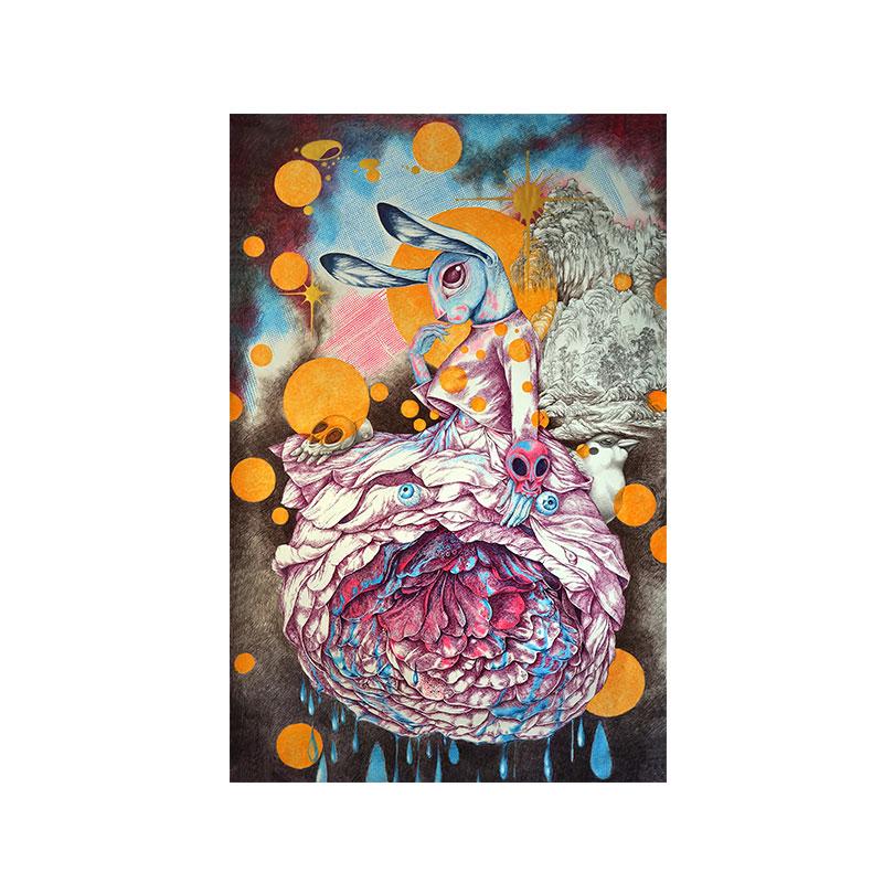 Современное абстрактное искусство, картина на холсте, настенное искусство, цветок на голове, кукольные постеры и принты для гостиной, декор детской комнаты