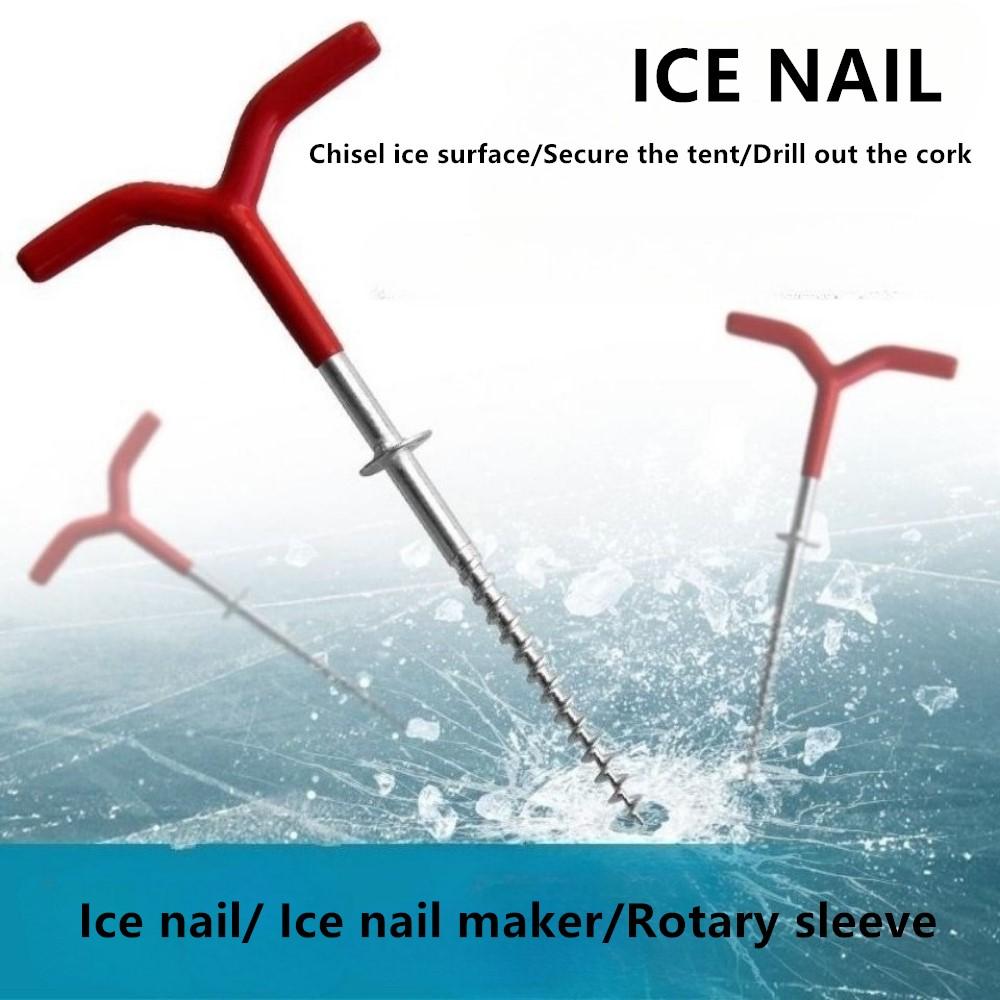 Multi-Functional Ice Anchor Tool Ice Anchor Drill Adapter Threaded Spikes Fishing Shelter Stakes Winter Ice Fishing Supplies
